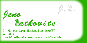 jeno matkovits business card